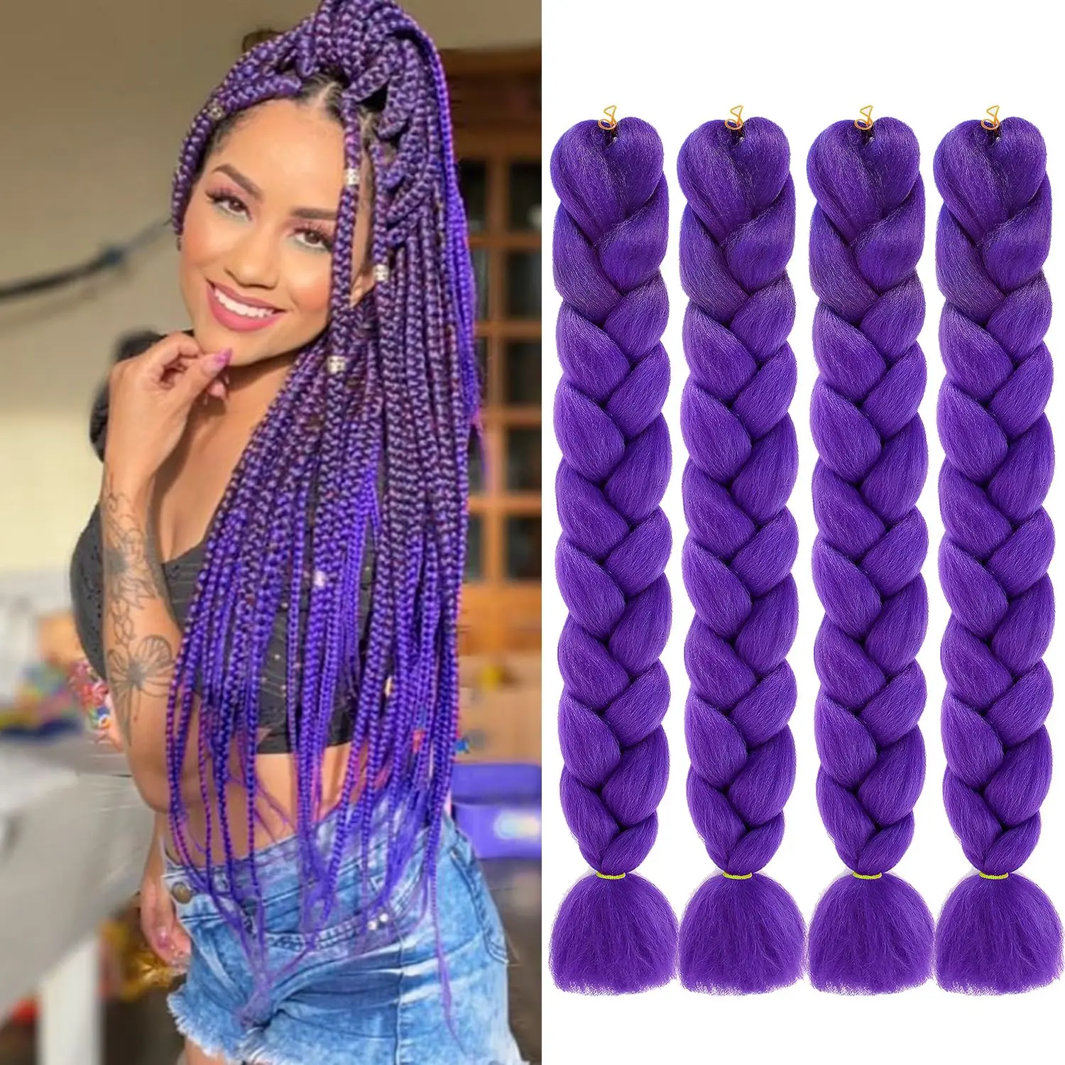 

Braiding Hair Extensions Kanekalon Jumbo Braiding Hair Extensions High Temperature Synthetic Braiding for Twist Crochet Braids