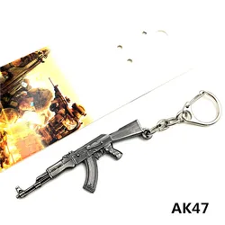 AK47 Desert Eagle Gun Keychains Game Around Fire Line Weapon Pistol Assault Rifle Sniper Gun for Car Bag Pendant Key Ring Gift