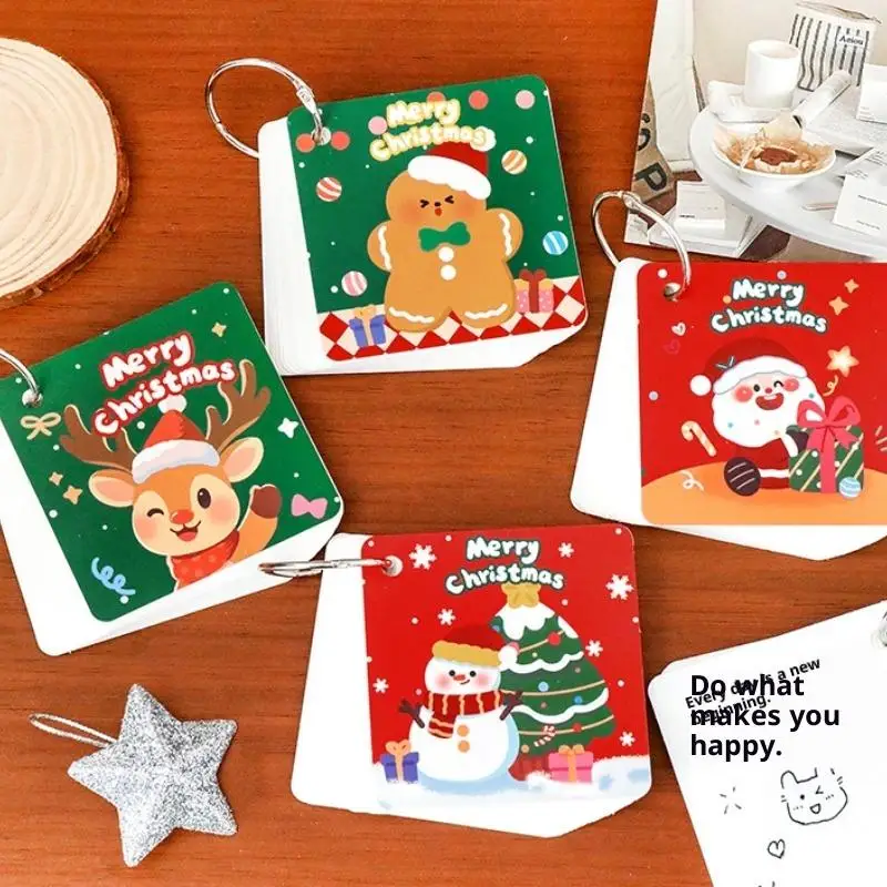 1/4 Stuks Kerst Losbladige Notebook Cartoon Kerstman Sneeuwpop Elanden Mini Draagbare Notepad Student Briefpapier Prijzen gift