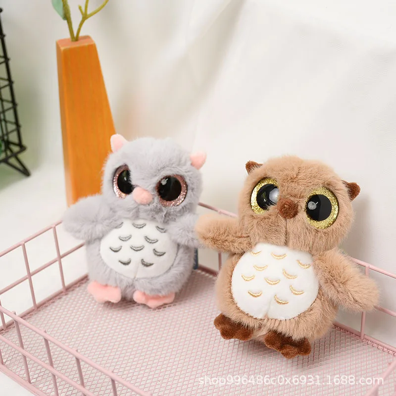 Big Eyes Owl Plush Toy Keychain para Crianças, Simulação De Desenhos Animados, Pingente De Mochila, Bonito, Melhor Presente De Aniversário, Novo