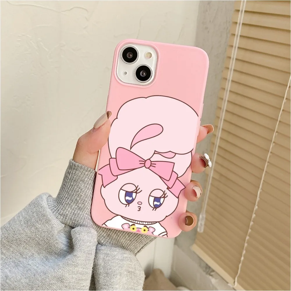 Etui na telefon Cute Pink Rabbit esther bunny do Iphone 11 13 14 Pro Max X Xr Xs Max Se2020 12 mini Pink Cover Case