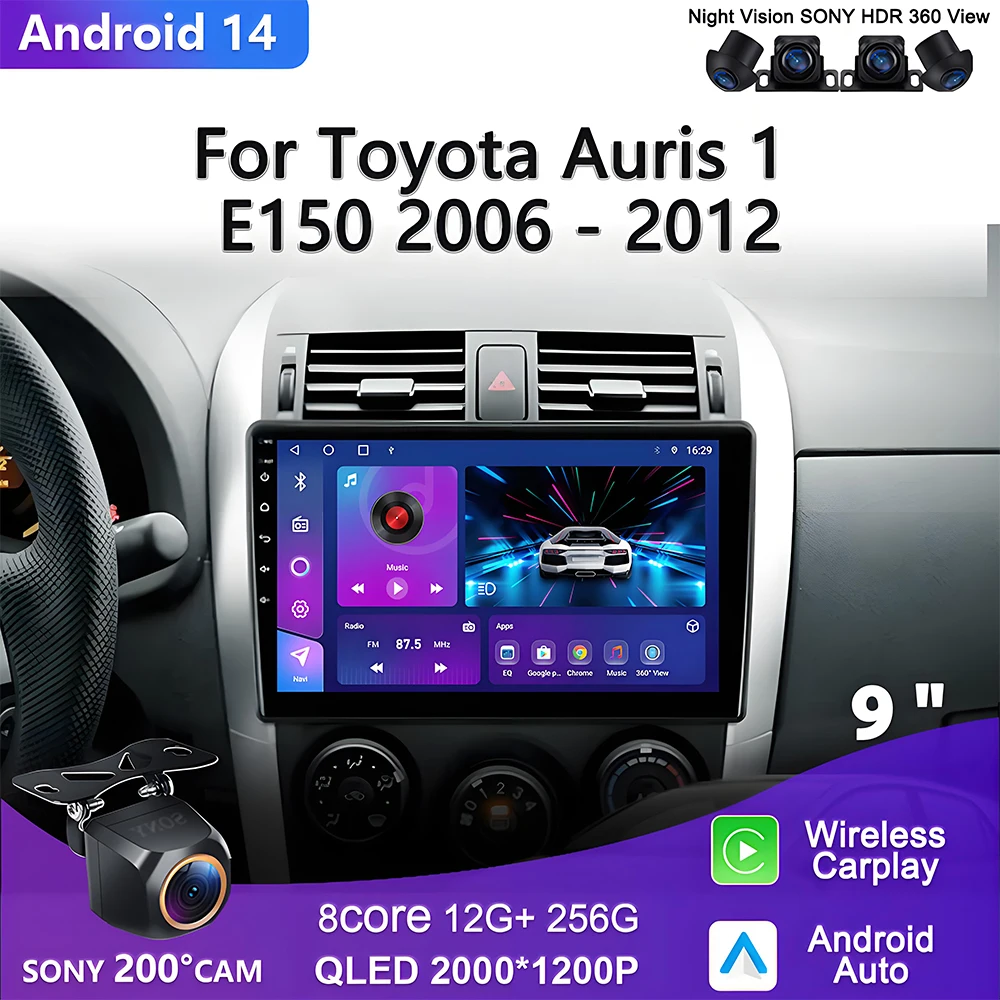 

Android 14 Car DVD Multimedia Player For Toyota Auris 1 E150 2006 - 2012 Auto Radio GPS Navigation Carplay Vehicle GPS,android