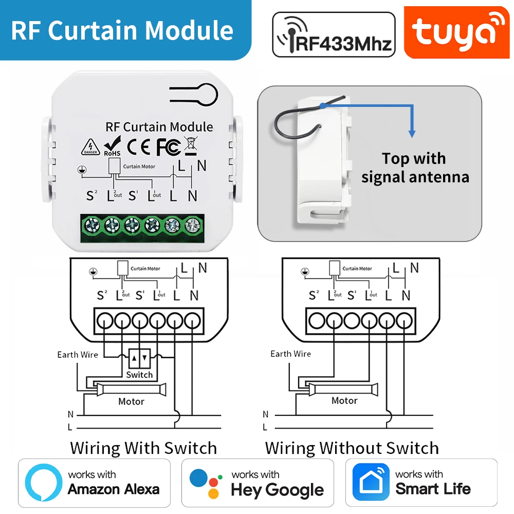 TNCE Tuya Schakelaar Lichtgordijn Dimmer WIFI Zigbee, Smart DIY MINI Module, Rolluikmotor Breaker, stem alexa google home