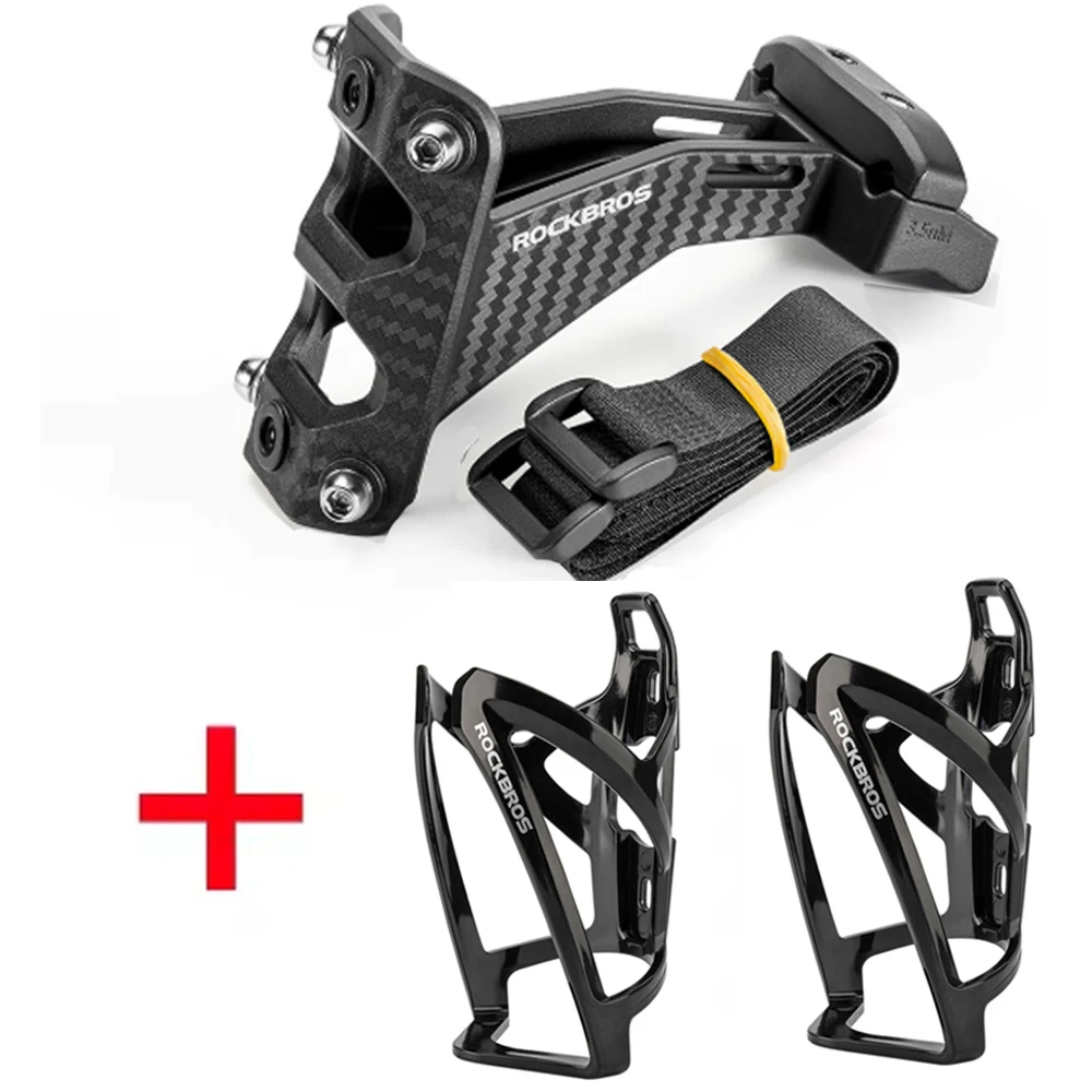 ROCKBROS Fahrrad-Flaschenhalter aus Carbon-Imitat, Fahrrad-Adapter, Sattel-Doppelbecherhalterung, Sitzverlängerung
