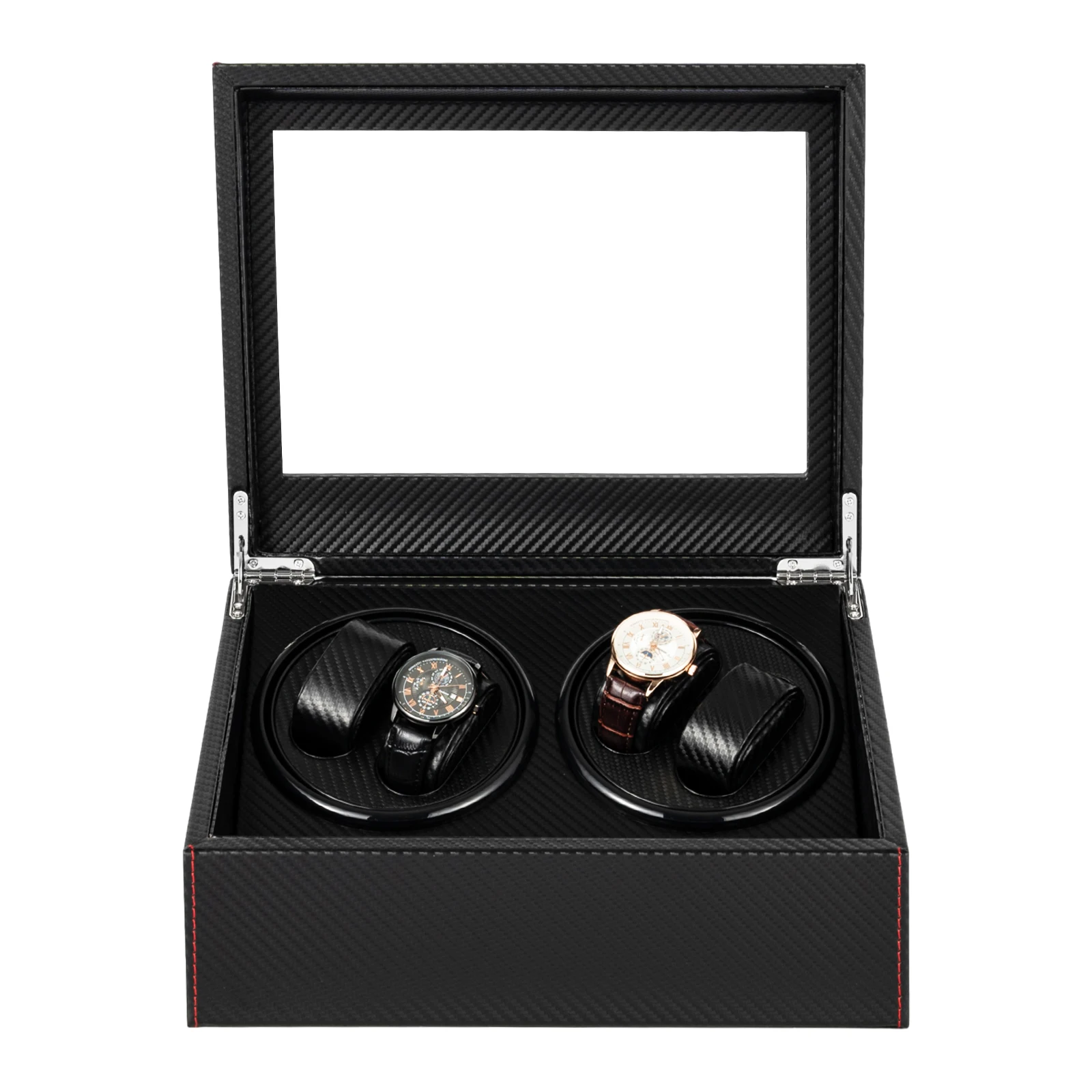 Automatic Rotation Watch Winder Box 4+6 Self Winding Display Box Storage Case Flexible Watch Pillow Bidirectional Rotation Black