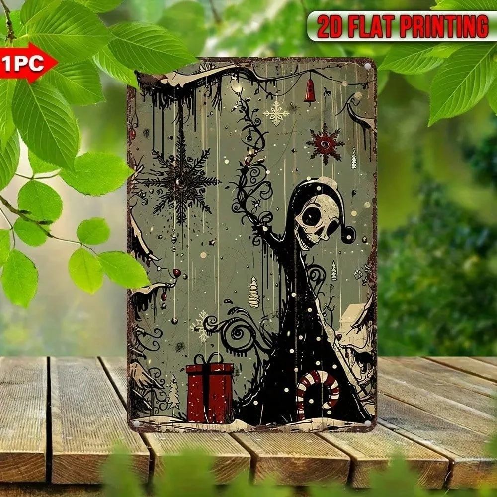 

Gothic Jack Skellington Metal Wall Art Halloween Christmas Decor Hanging Iron Sign 8x12 Inch