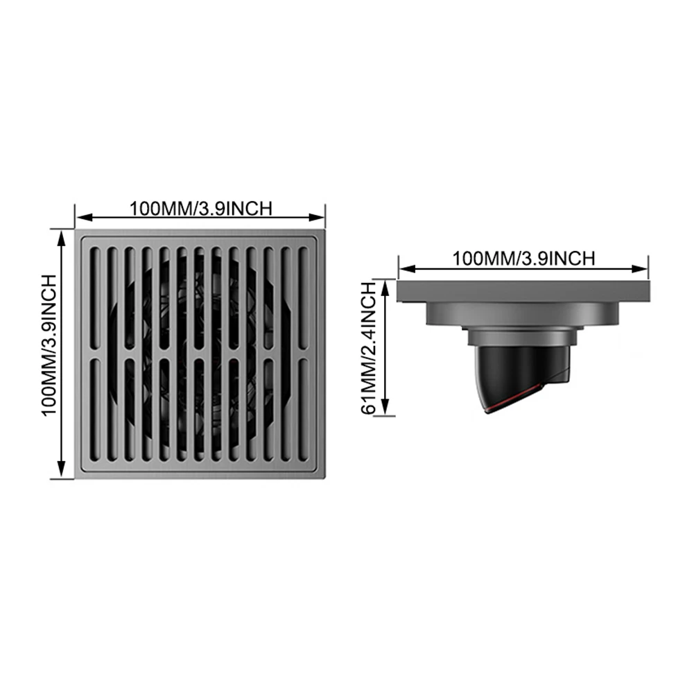 Shower Floor Drain Magnetic Square Floor Drain Strainer Stainless Steel Large Displacement Sink Water Drain Filter For Bathroom