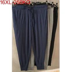 Spring Summer Men Pants Trousers Stretch Elasticity Plus Size 16XL 15XL Loose Large Size Men Classic Black Casual Pants 250KG