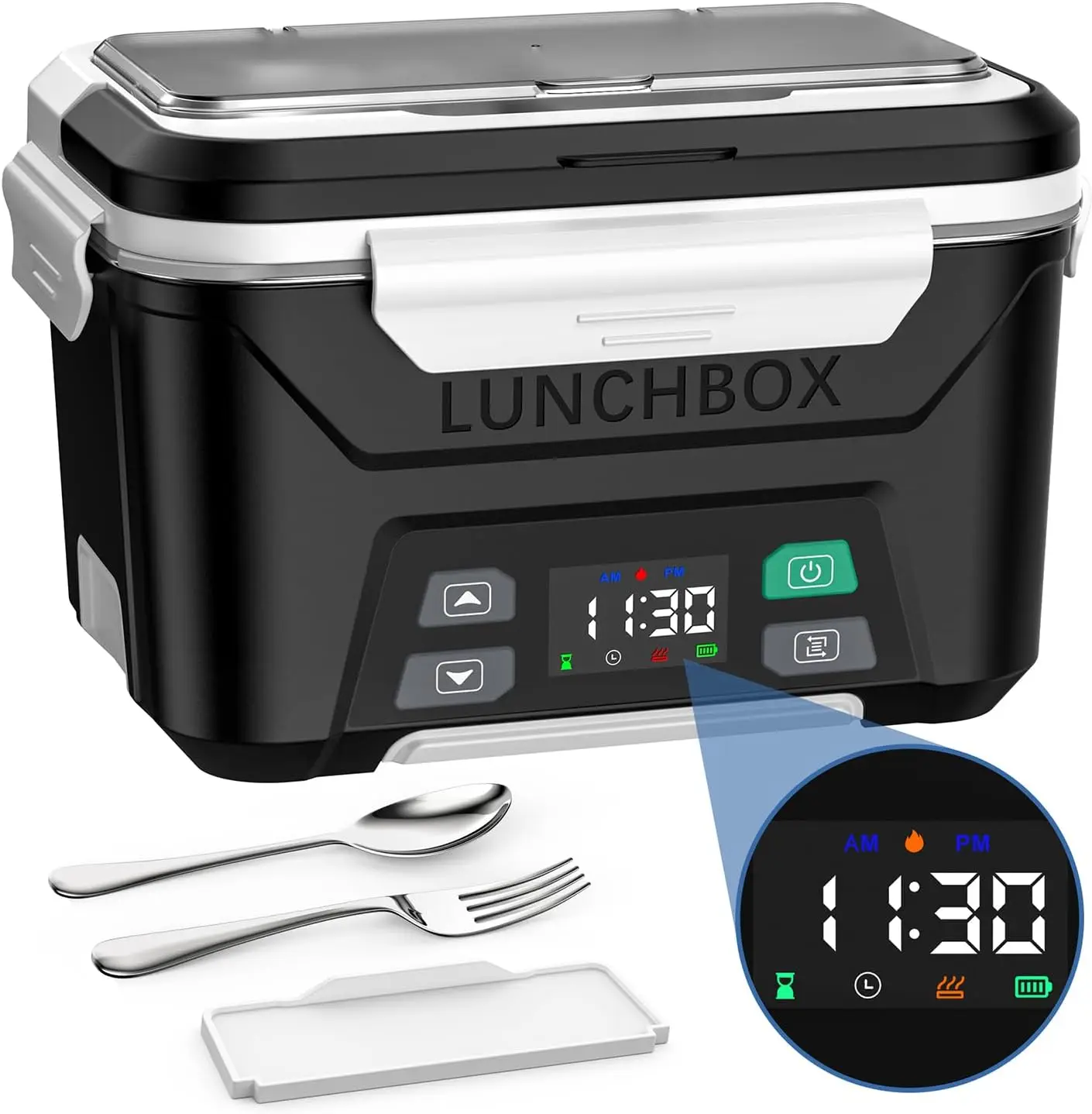

Cordless Electric Lunch Box for Adults, 5.5-Cup Portable Food Warmer with Removable Tray Divider