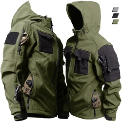 Giacche tattiche in pelle di squalo uomo militare Soft Shell giacca con cappuccio antivento impermeabile uniformi funzionali all'aperto Multi-tasche