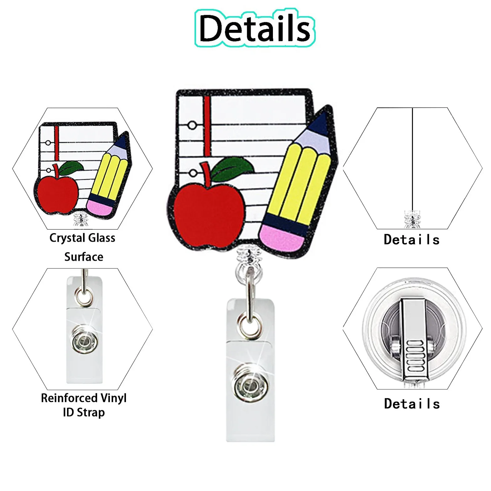 Creative Cartoon Stationery Telescopic Badge Clip Scroll Easy To Pull Buckle For Student School Office Accessories