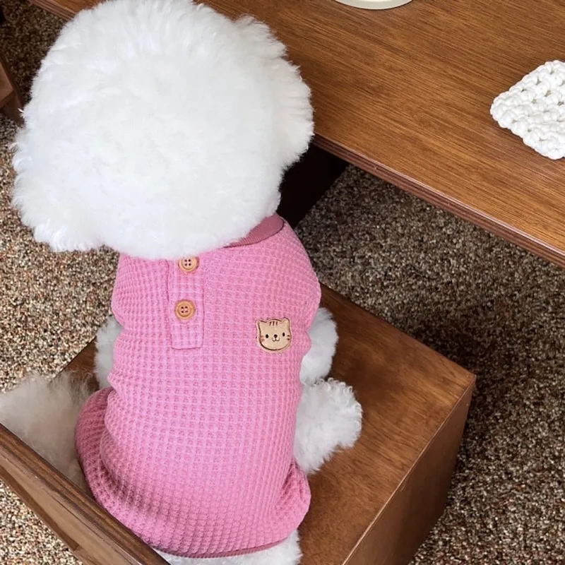 Pet Waffle Four Legged Clothes Dog Home Pajamas Teddy Clothes Autumn and Winter Base Clothes Yorkshire Small Puppy Jumpsuit