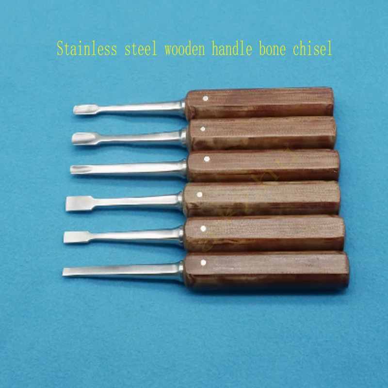 Orthopedic instruments, wooden handle square bone chisel, thin blade flat bone knife, knee joint hip joint decompression osteoto