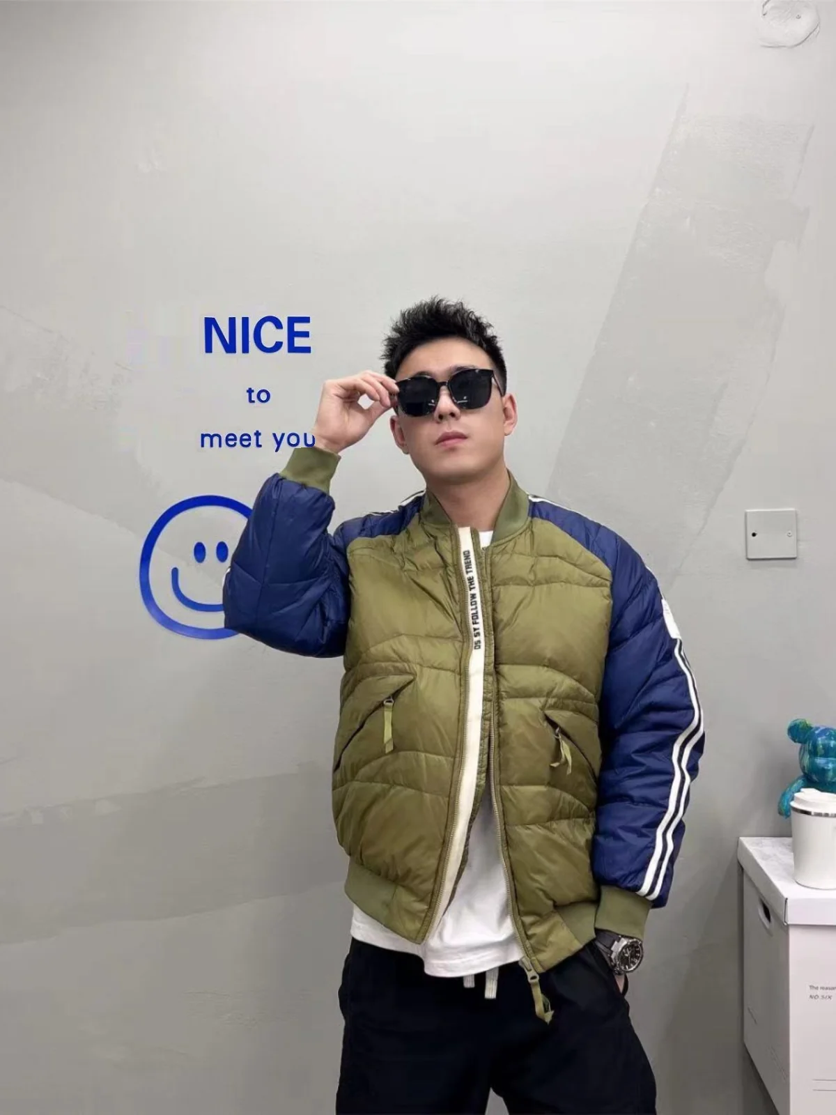 

2024 Winter New Men's American Contrast Color Cotton Jaet Splicing Simple Faionable Korean Version INS Sle Warm Regular...