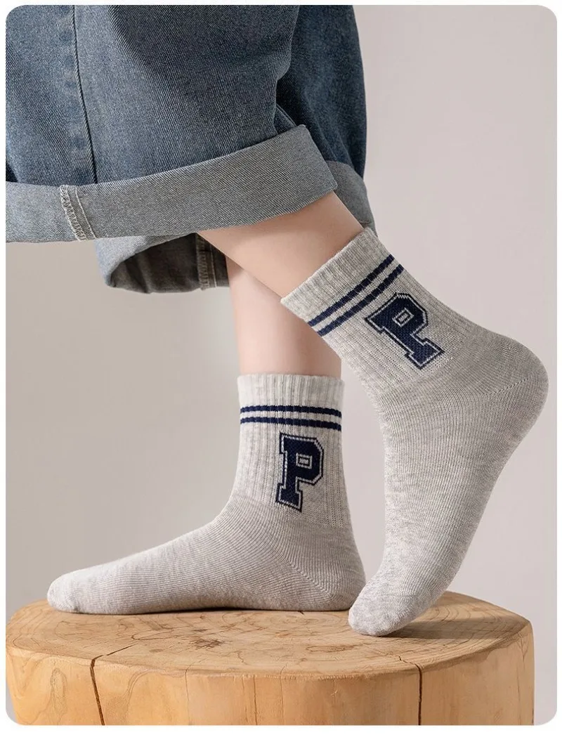 5 Paar/Set RAISE Herbst Kindersocken für Jungen 2-12 Jahre, Sportsocken mit Schriftzug, Schmutzabweisende Mittellange Socken, Absorbierende Babysocken – Detail 18
