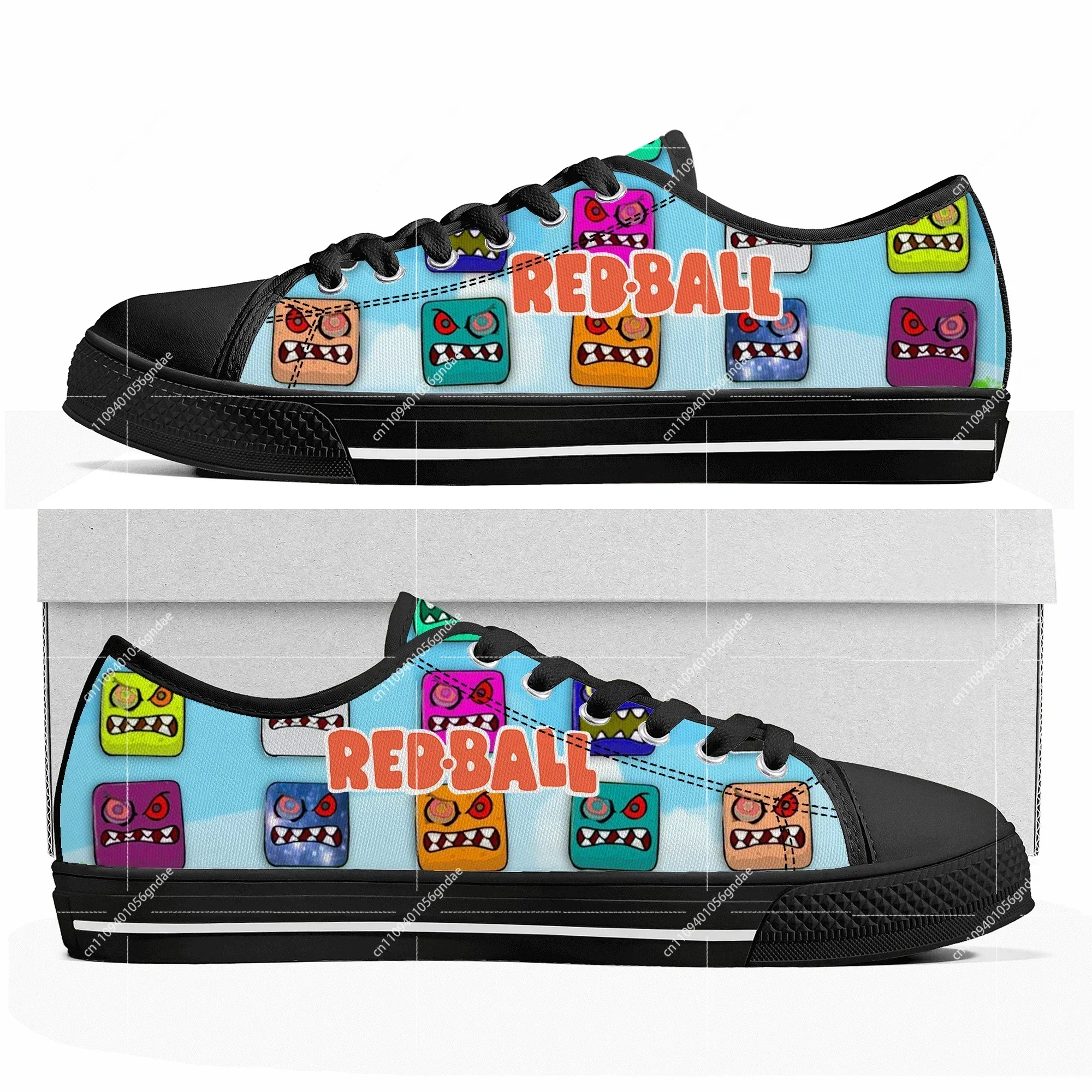 Red Ball Custom Low Top Sneakers Cartoon Game Womens Mens Teenager Fashion Shoes Casual Tailor Made Canvas Sneaker view 2