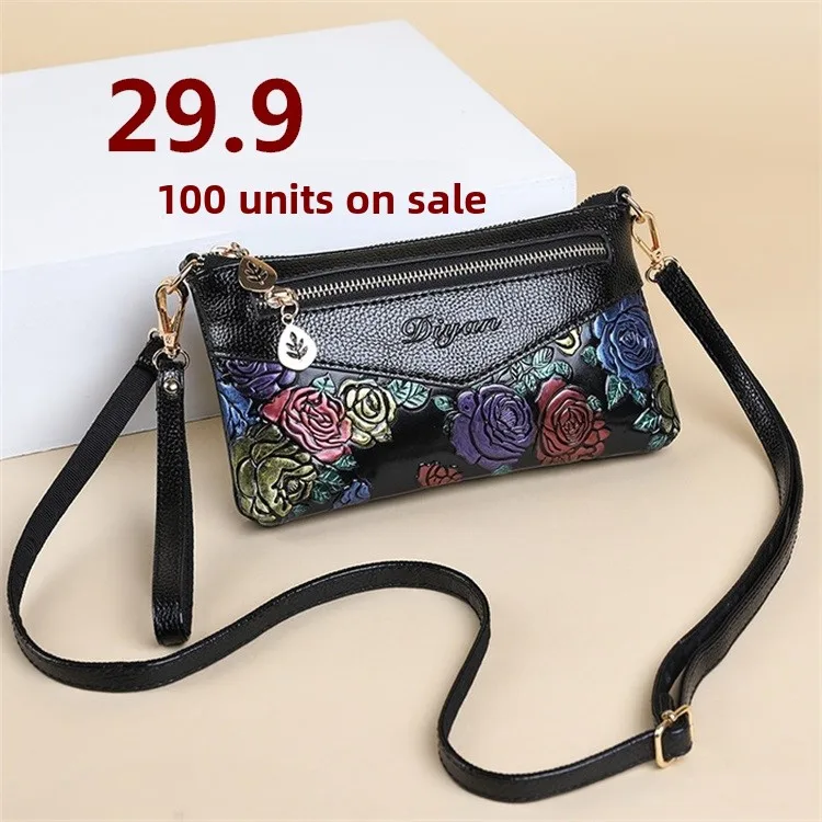

Soft Leather Crossbody Bag Women's 2026 New Style Simple Design Shopping Coin Purse Single Shoulder Mobile Phone Bag for Midd...