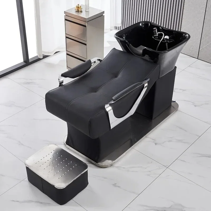 

Unique High End Head Spa Barber Shop Dedicated Shampoo Bed Sitting Type Flushing Bed Ceramic Hot Spring Bed Commercial Furniture