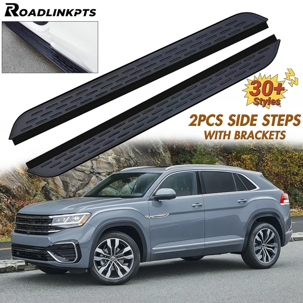 

Подходит для VW Volkswagen Atlas Teramont 2018-2024, 2 шт., алюминиевые 4,7-дюймовые широкие фиксированные боковые ступеньки, подножки, опорные планки, рельсы, пластины
