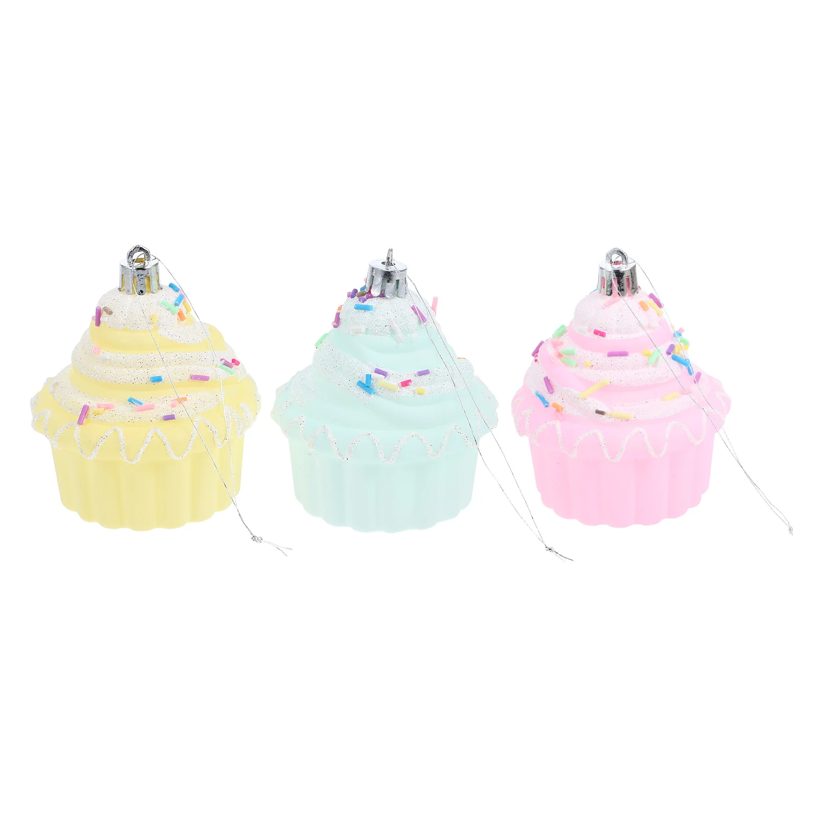 

3Pcs Christmas Cupcake Ornaments Lifelike Faux Dessert Decorations Festive Hanging Decor for Tree Party Artificial Cupcakes