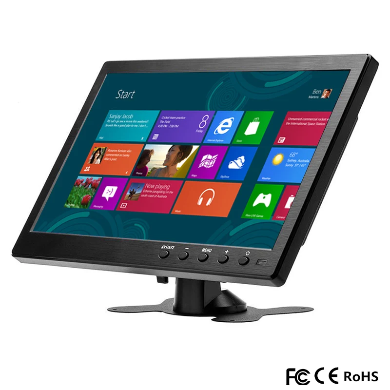 Degreat Monitor LCD HD da 10,1" Portatile Mini TV e Display per Computer con 2 Ingressi Video, Monitor di Sicurezza con Altoparlante, HDMI VGA