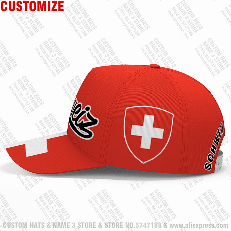 Switzerland male youth student diy custom made name number photo casual hat nation flag ch german country college baseball cap