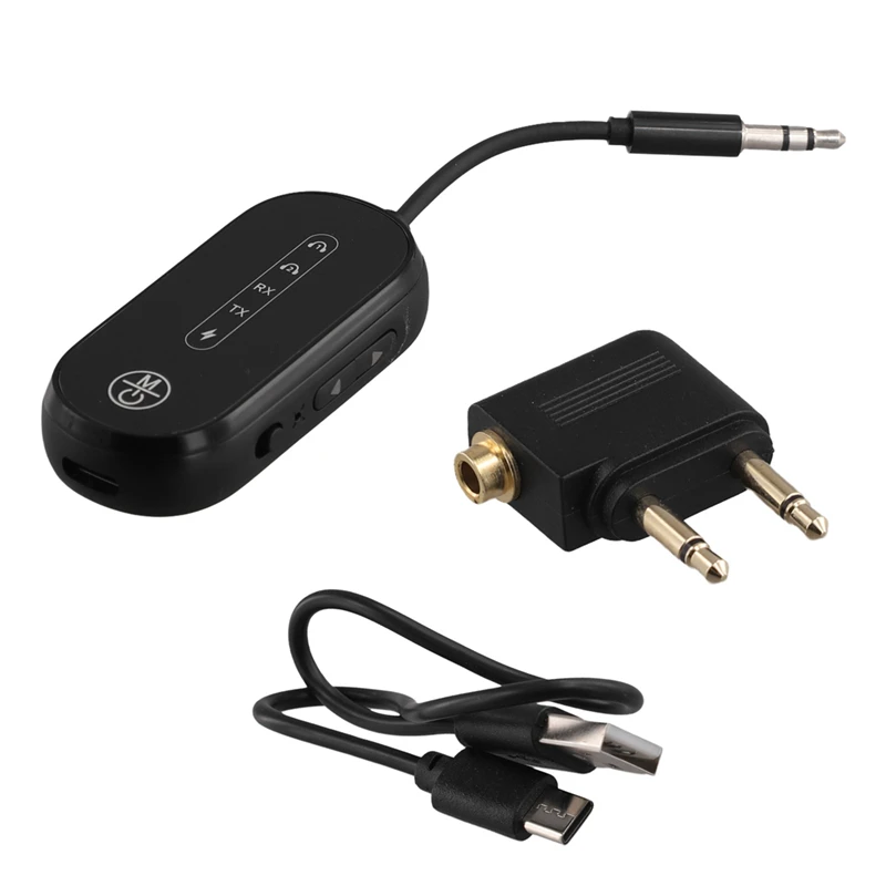 RISE-2-In-1 Bluetooth 5.4 Audio Transmitter Receiver 3.5Mm AUX Jack Airplane Wireless Adapter Mic For TV Car PC Headphone