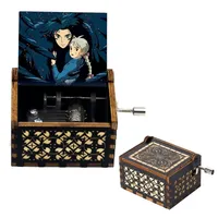 Mechanical Music Box Wooden Antique Carving Handmade Crank Classic Theme Music Birthday And Christmas Gifts Home Decoration