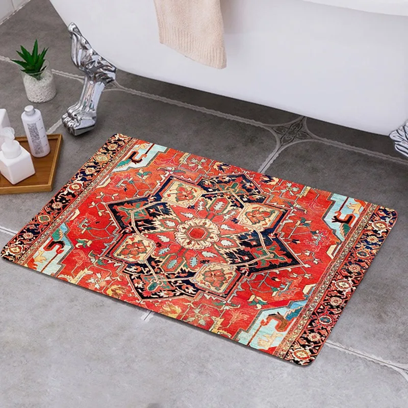 Retro Turkish style floor mat kitchen bathroom absorbent mat home decoration bedroom living room entrance entrance carpet