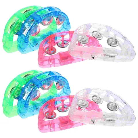 8 Pcs 플래시 딸랑이 빛나는 핸드벨 파티 Playthings 탬버린 흔들리는 장난감 플라스틱 어린이 깜박이 소품 공급 Best5