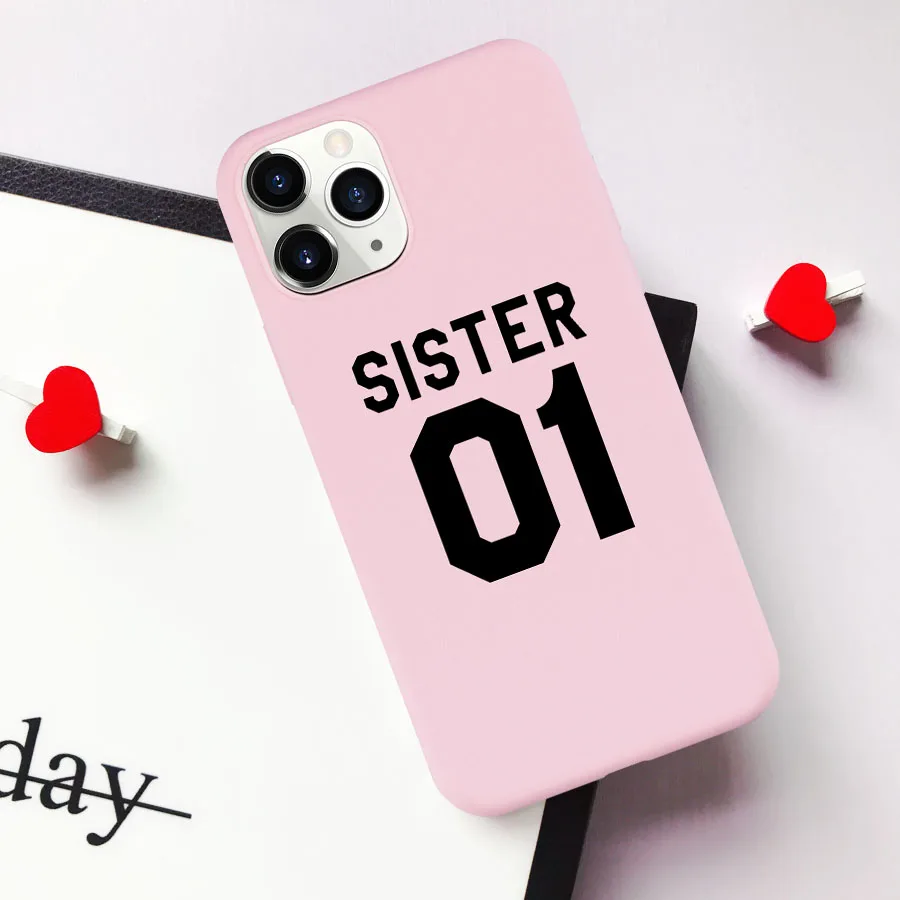 Beste Freunde Bff Sisters Handyhlle fr iPhone 7 8 Plus 12 11 Pro X 13 14  SE XR XS Sisters 01 02 03 Buchstaben Silikon Handyhlle - AliExpress  202192403