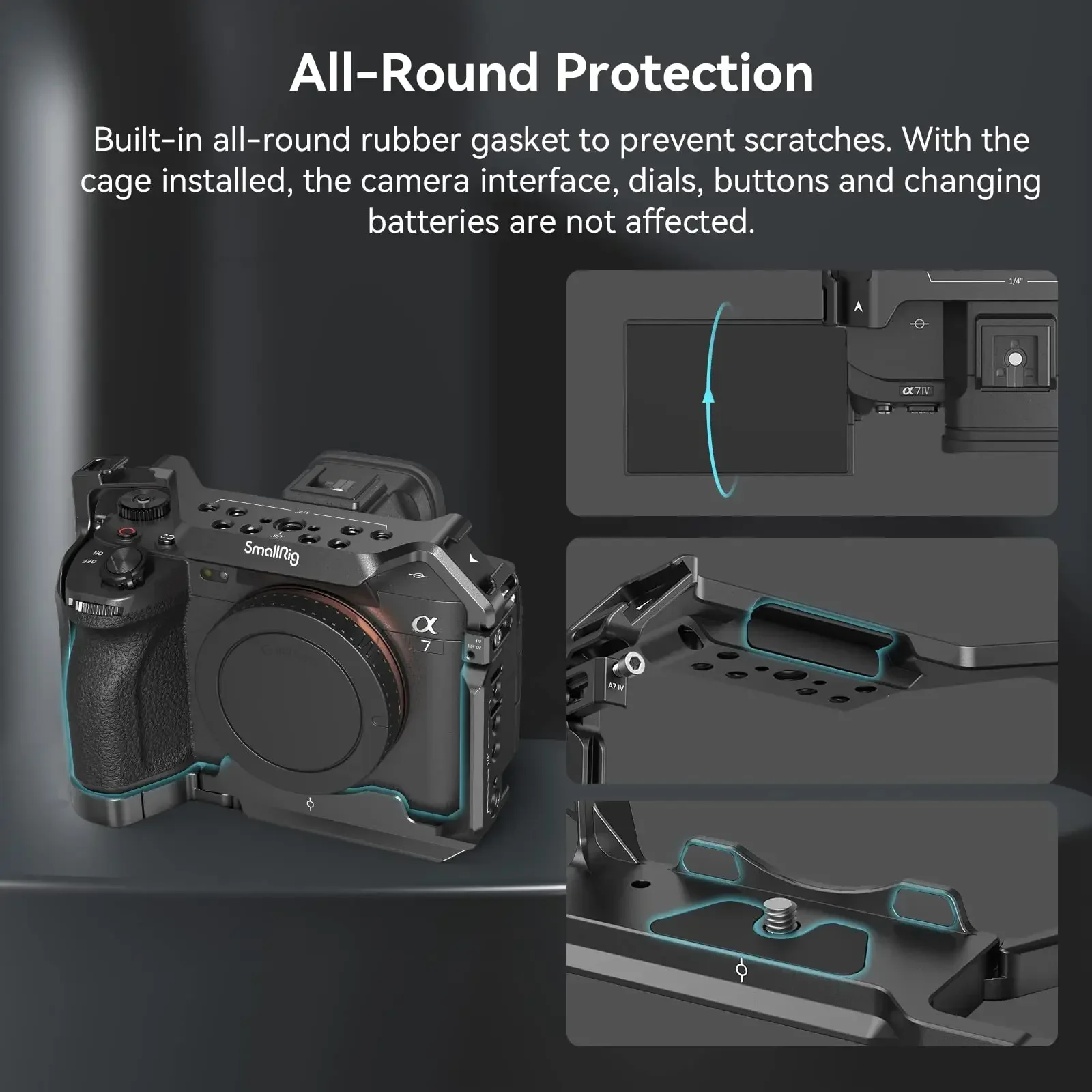 SmallRig Full DSLR Camera Cagefor A7m4 A7 IV for Sony Alpha a7iv A7 IV / Alpha 7S III Advanced Cage Kit L-Bracket Baseplate