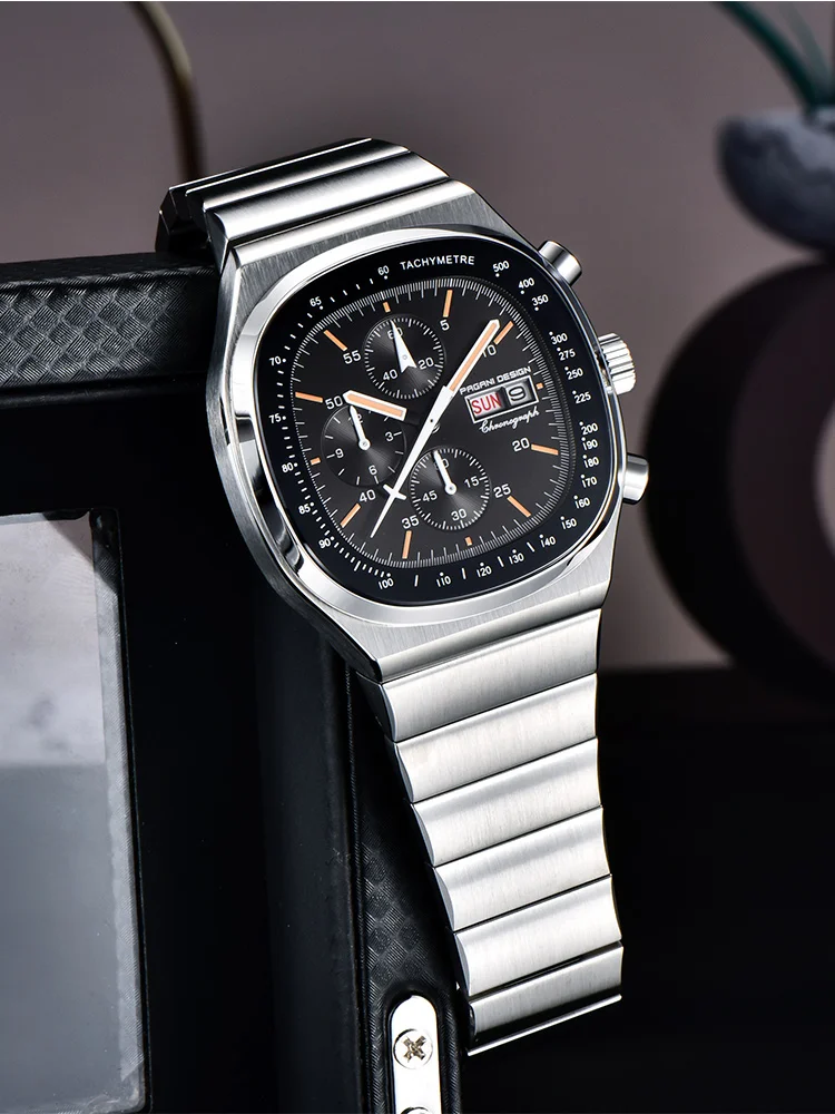 PAGANI DESIGN PD1819 Herren Quarzuhr mit Miyota OS00 Uhrwerk, Geschwindigkeitstester, Saphirglas, Wasserdicht, Chronograph, Reloj Hombre