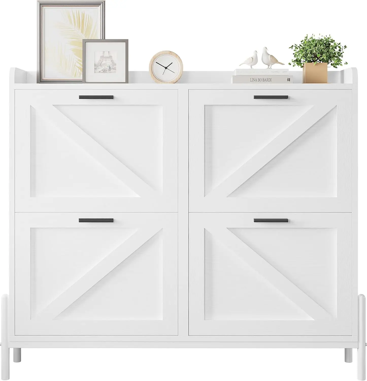 

Шкаф для хранения обуви IRONCK с 4 откидными ящиками, шкаф для хранения обуви для прихожей, отдельно стоящий органайзер для обуви с металлическими ножками,