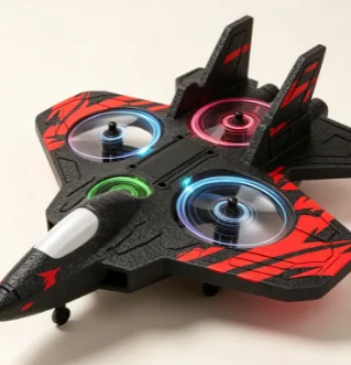 HTMCK Foam Airplane Glider 2.4G Remote Control Stunt Aircraft with LED Lights EPP Fighter Plane Toy for Kids Gifts image 5