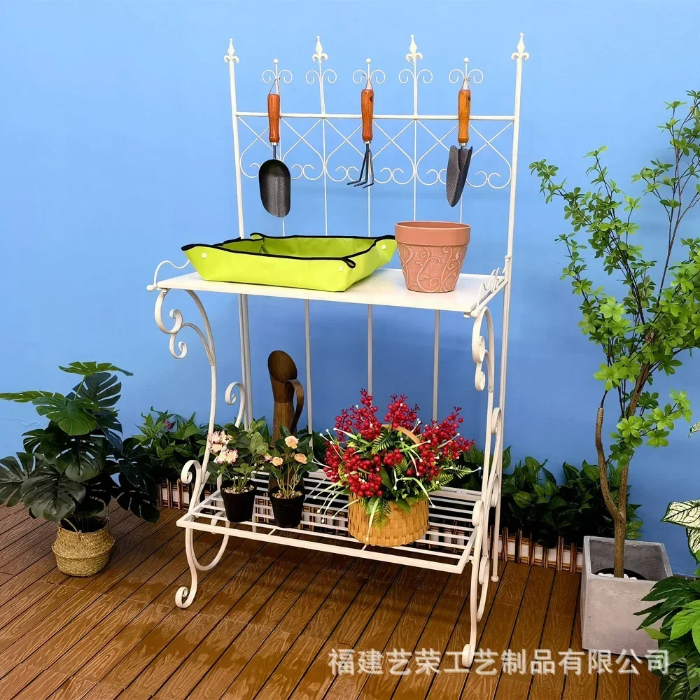 Garden flower rack, iron display rack, operation console, multi-layer green plant flower rack, courtyard balcony, outdoor floor