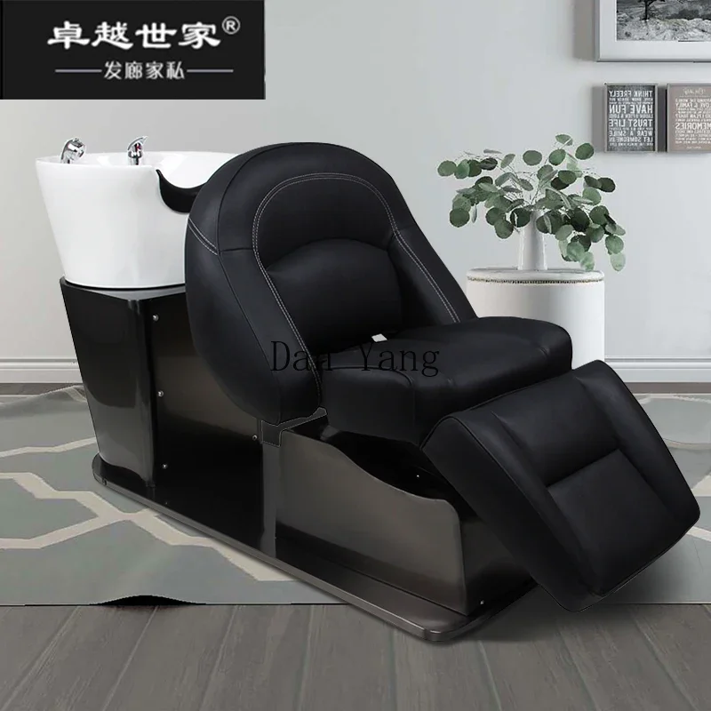 yj simple electric automatic shampoo bed barber shop half lying flush bed high-end hair salon special rotary shampoo bed