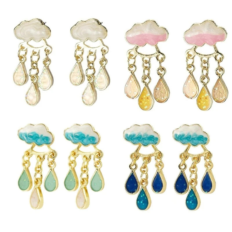 

Sophisticated Cloud And Crystal Raindrop Earrings Dangle Earwear Comfortable Earrings For Daily Wear And Party Occasion