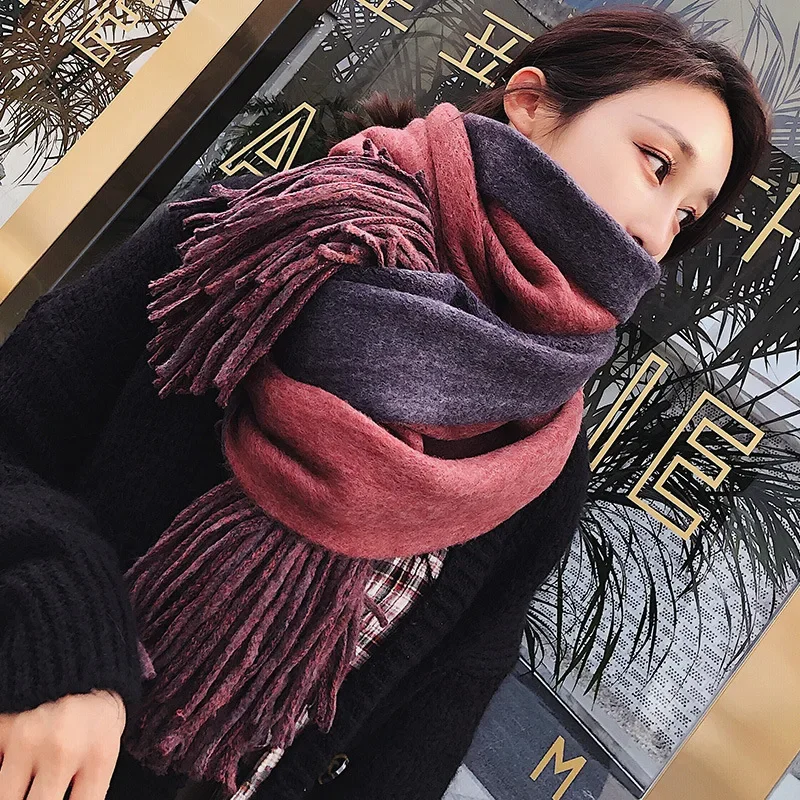 

Fashionable Women Scarf Thin Shawls Women Scarfs Winter Solid Color Tassels Long Cashmere Like Hijabs Scarves Wraps T705