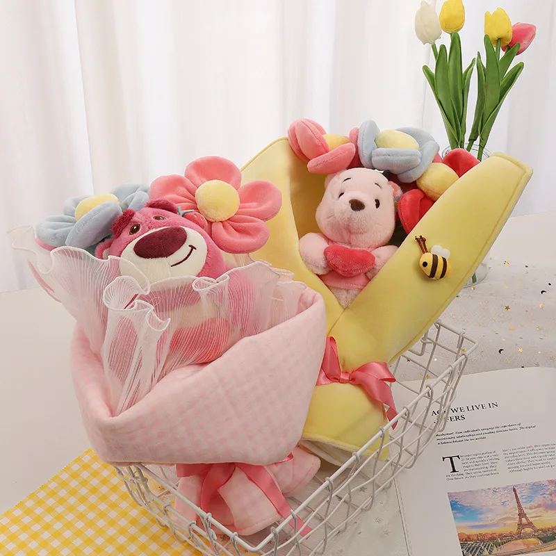 

Disney Bouquet Plush Toys Winnie The Pooh Lotso Anime Plushie Toy Kawaii Doll Pillow Cute Cartoon Soft Stuffed Gift for Children