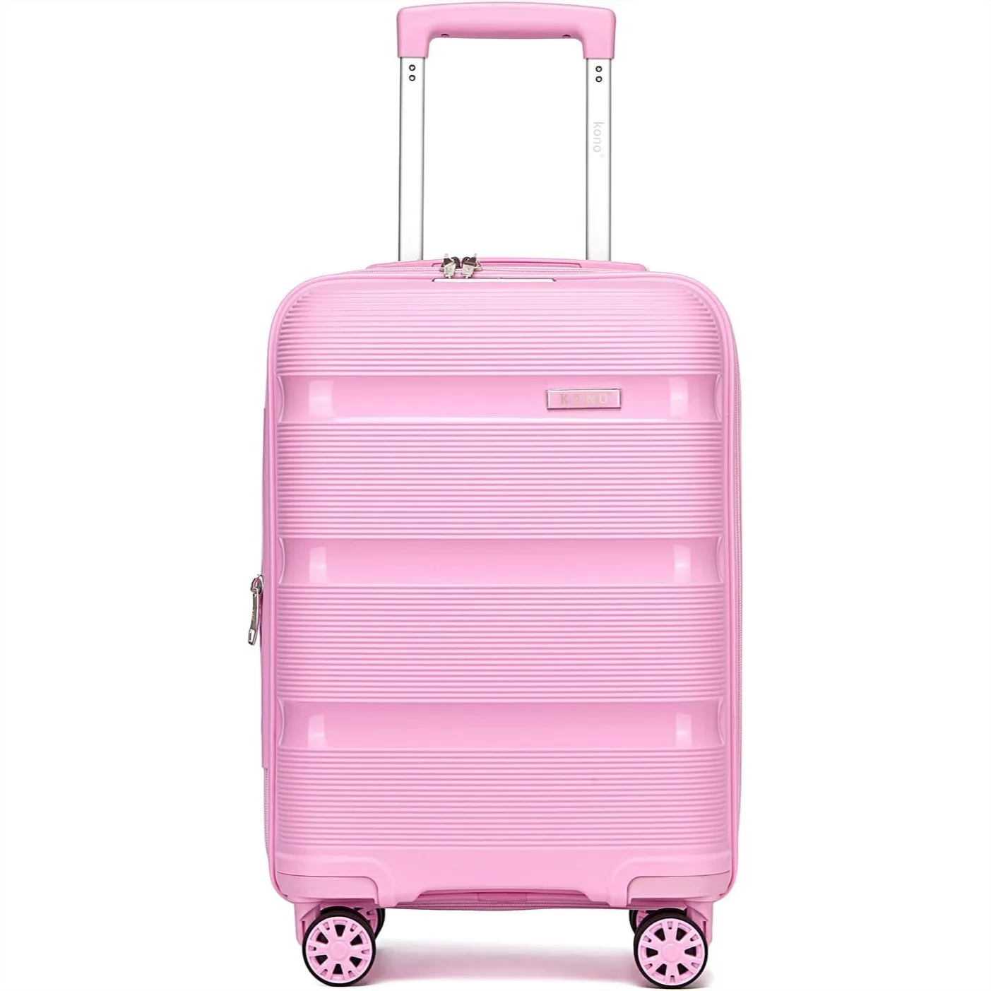 

20 Inch Carry On Luggage with Expandable Hard Shell and 4 Spinner Wheels for Travel, Pink