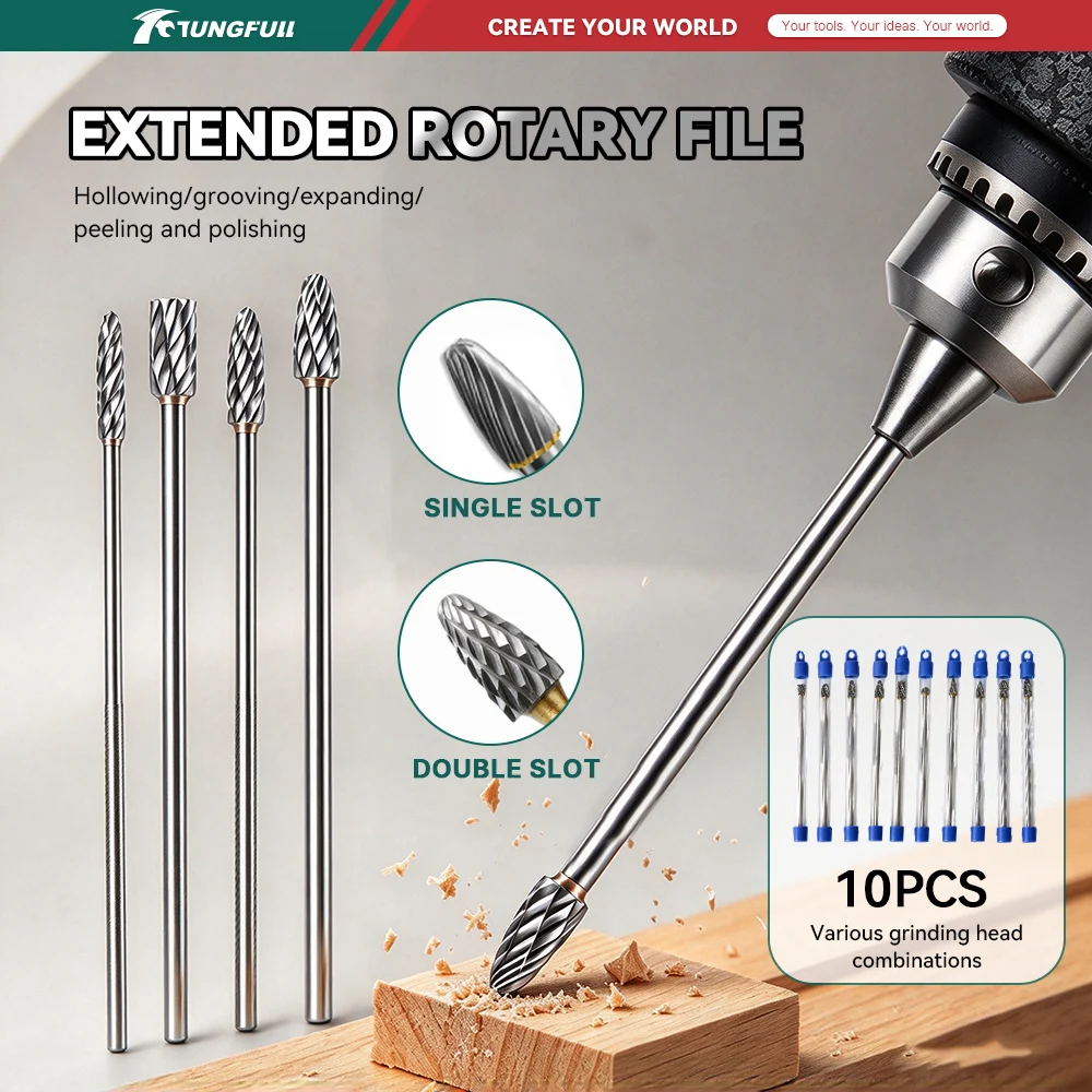 Tungsten Carbide Rotary Burrs 3x6mm Single Cut Double Cut Die Grinder Bits for Mould Processing Metal Wood Deburring