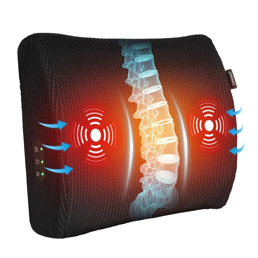 

Lumbar Support Pillow for Office Chair Heated Back Support Pillow with Vibration Massage, Ergonomic Back Massager for Chair, Adj