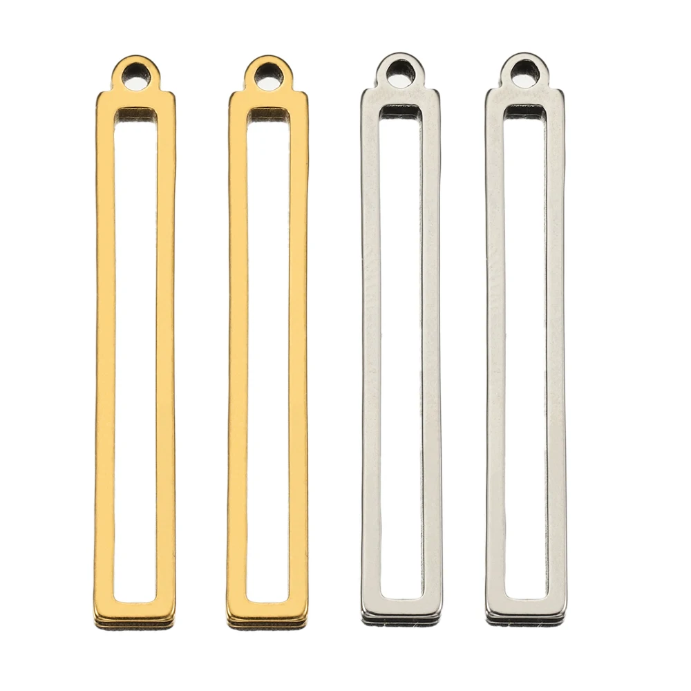 No Fade 10pcs 32mm Stainless Steel Hollow Rectangle Frame Charms Pendants for Earrings Necklace DIY Jewelry Making Wholesale