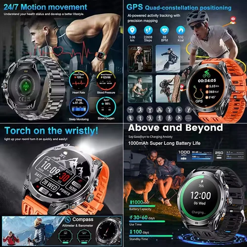 Imagen 2 del producto T-Rex 3 Ultra GPS reloj inteligente militar hombres 10ATM impermeable al aire libre deporte Fitness Tracker Monitor de salud Bluetooth llamada brújula