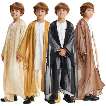 Muslimische saudi-arabische Jungen Robe Dishdasha Kinder Abaya Kaftan Gebet Islam Kleidung Kimono Nahen Osten Teenager Kleid Dubai Jubba Thobe