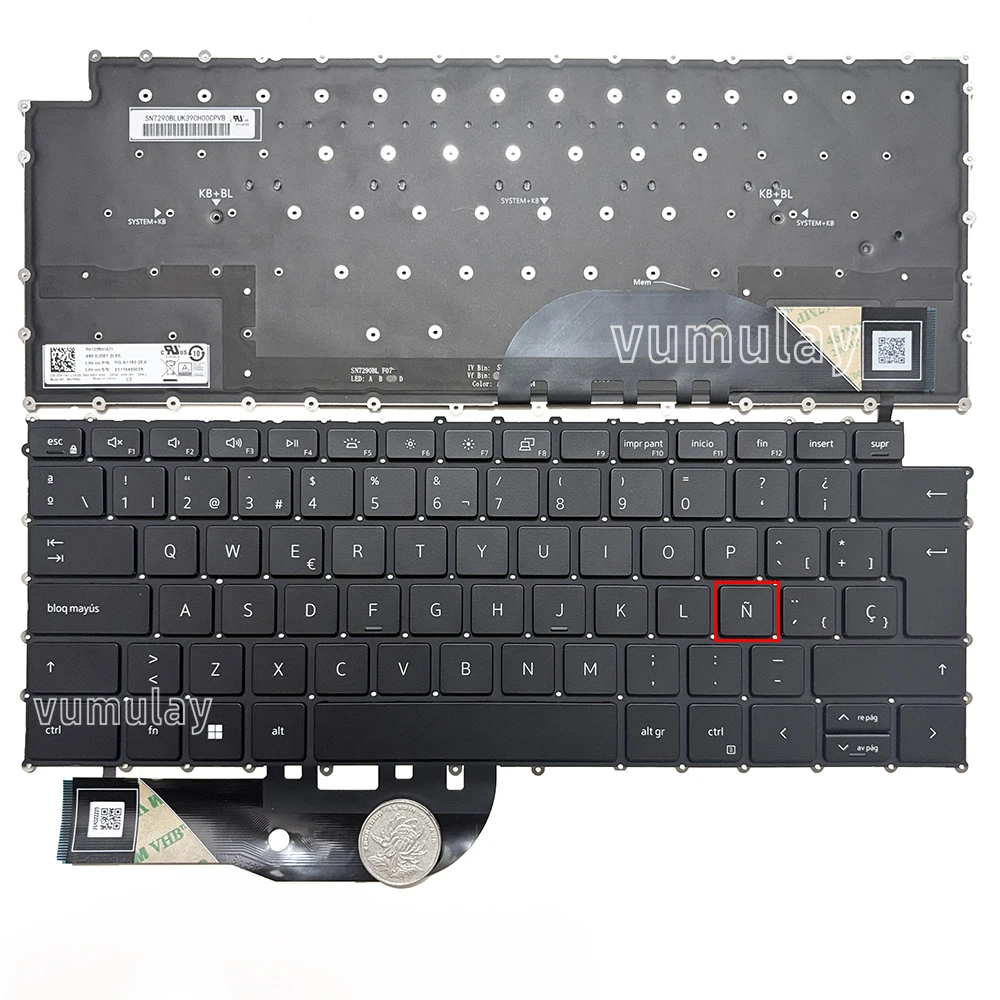 Teclado retroiluminado del Español/latino/Reino Unido para Dell Precision 5750 5760 5770 5550 5560 5570 P91F,XPS 17 9700 9710 9720 9730 P92F,XPS 15 9500 9510 9520