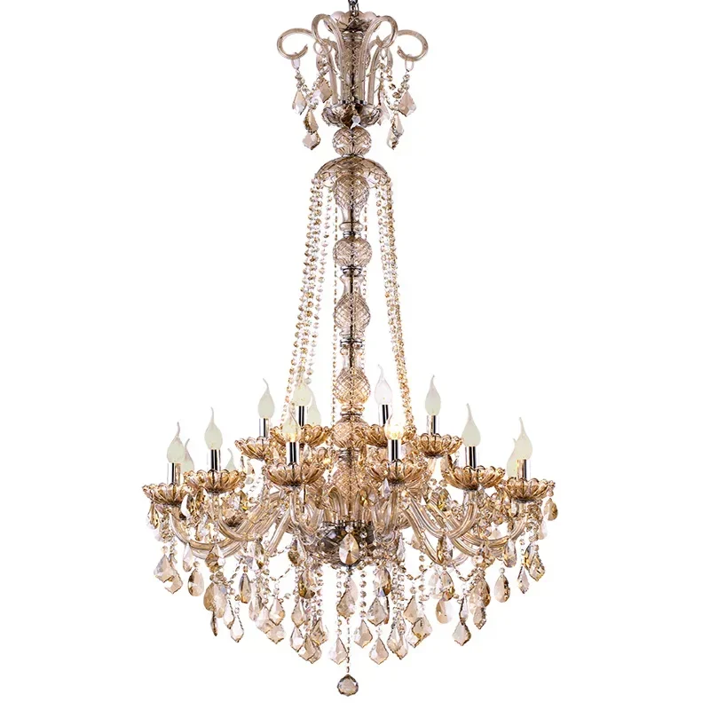 

DER Crystal Chandelier Long Stair Large Foyer Light Modern Fashion Living Room Dining Hall Complex Staircase Lighting chandelier