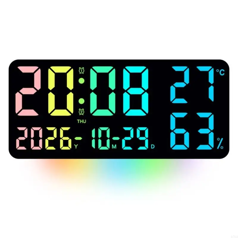 Multifunctional Illuminates Wall Clock with Temperature Humidity Monitor & Double Alarm Feature for Living Room Use 87HA