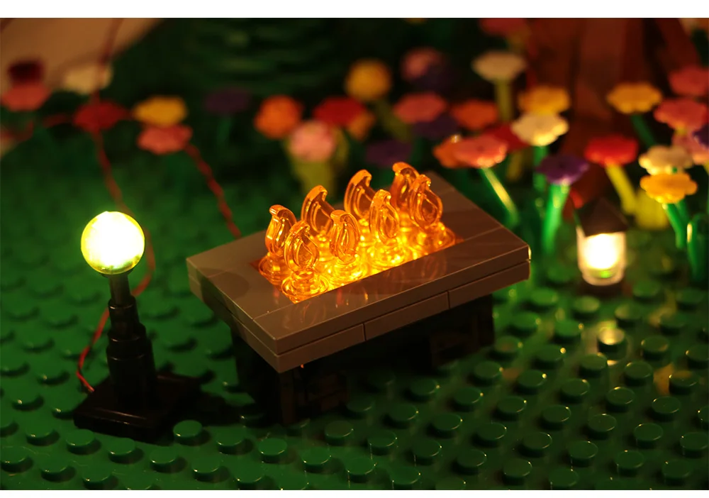 USB LED Licht Grill Rack Picknick Outdoor Aktivitäten Kamin Innen Ornamente DIY Kompatibel Baustein Spielzeug – Detail 4